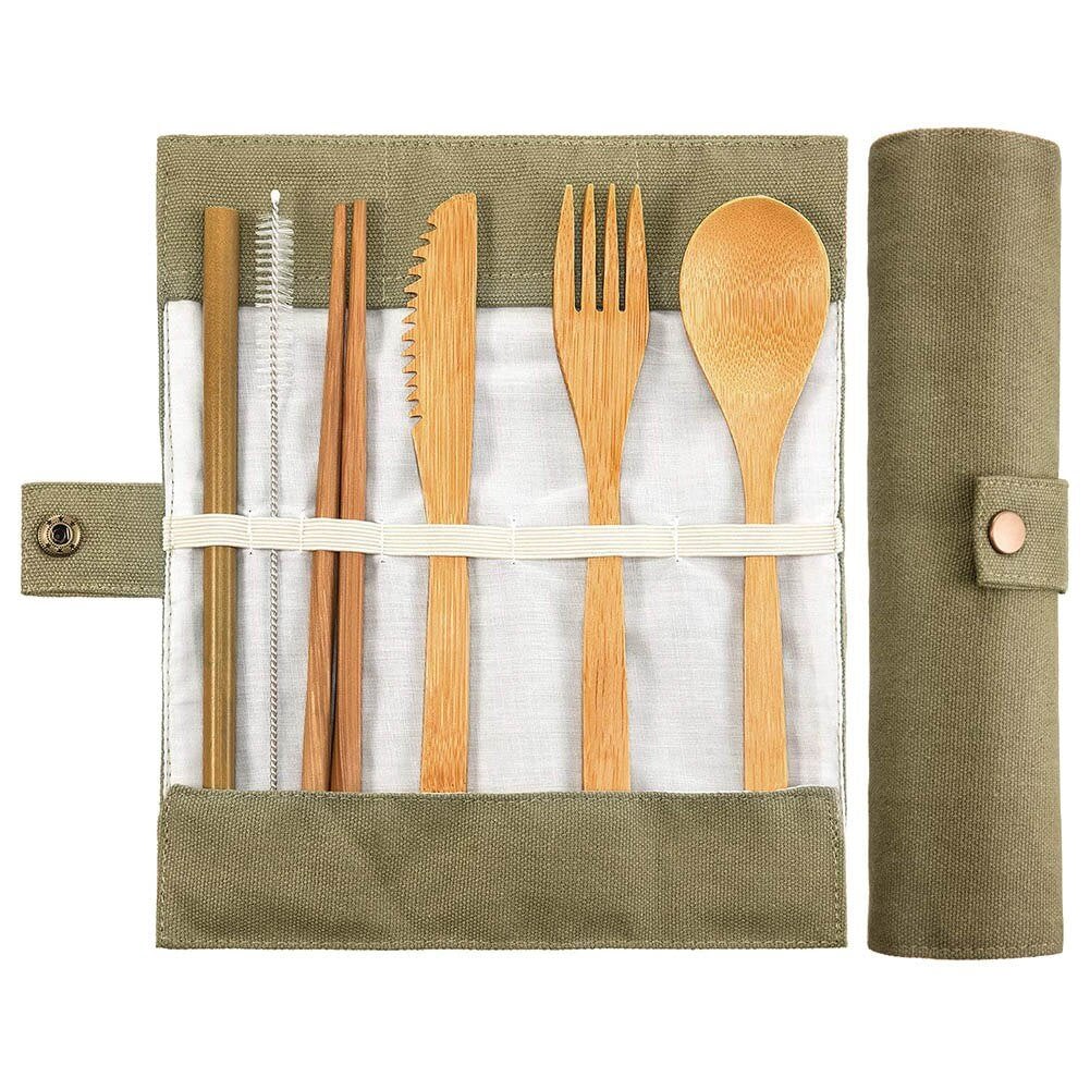 Biodegradable Spoon Fork Chopsticks Portable Tableware Wooden Cutlery Travel Set