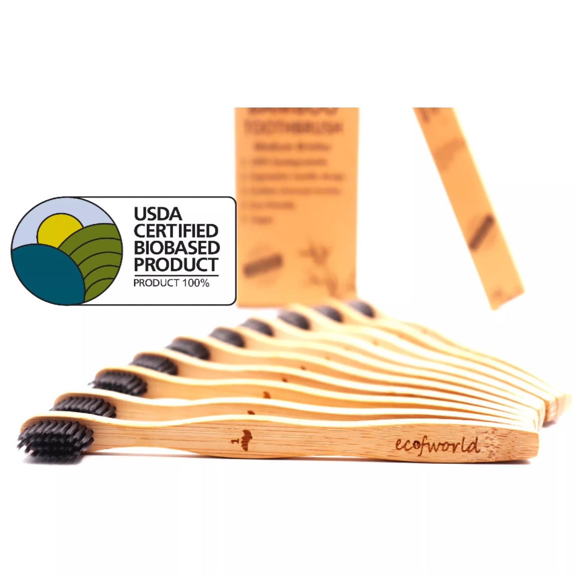 ecofworld  10pcs/set Environmental Adults Bamboo Charcoal Toothbrush