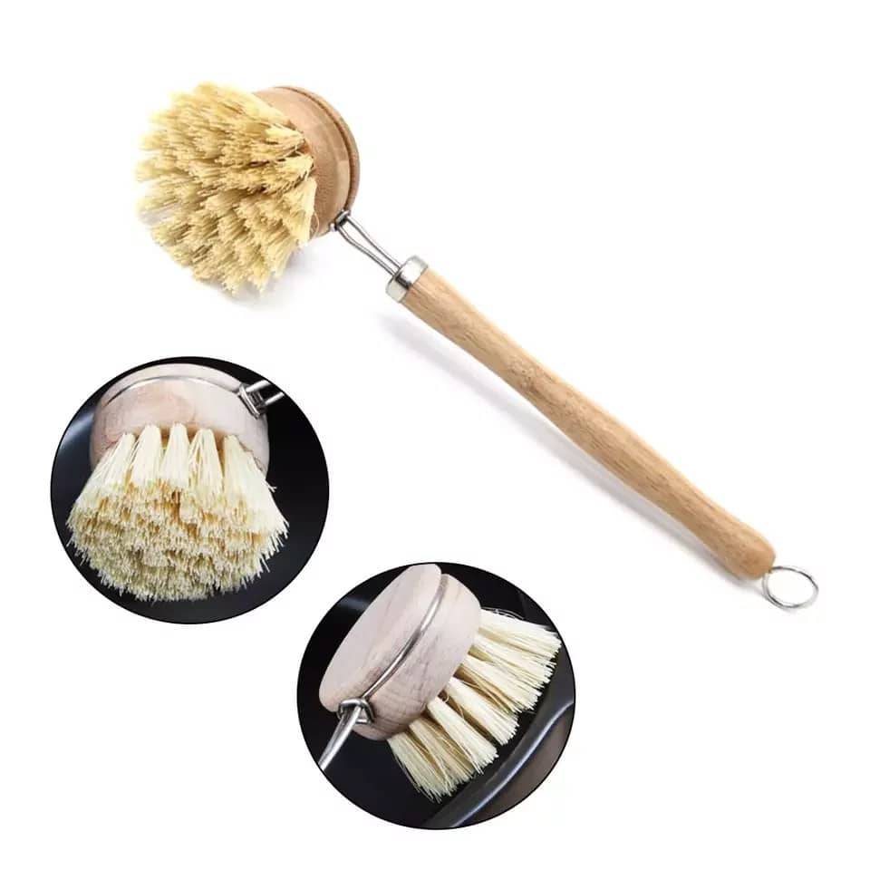 Kitchen Dish Brush Beech Handle Cleaning Brush For Pans Pots Sink