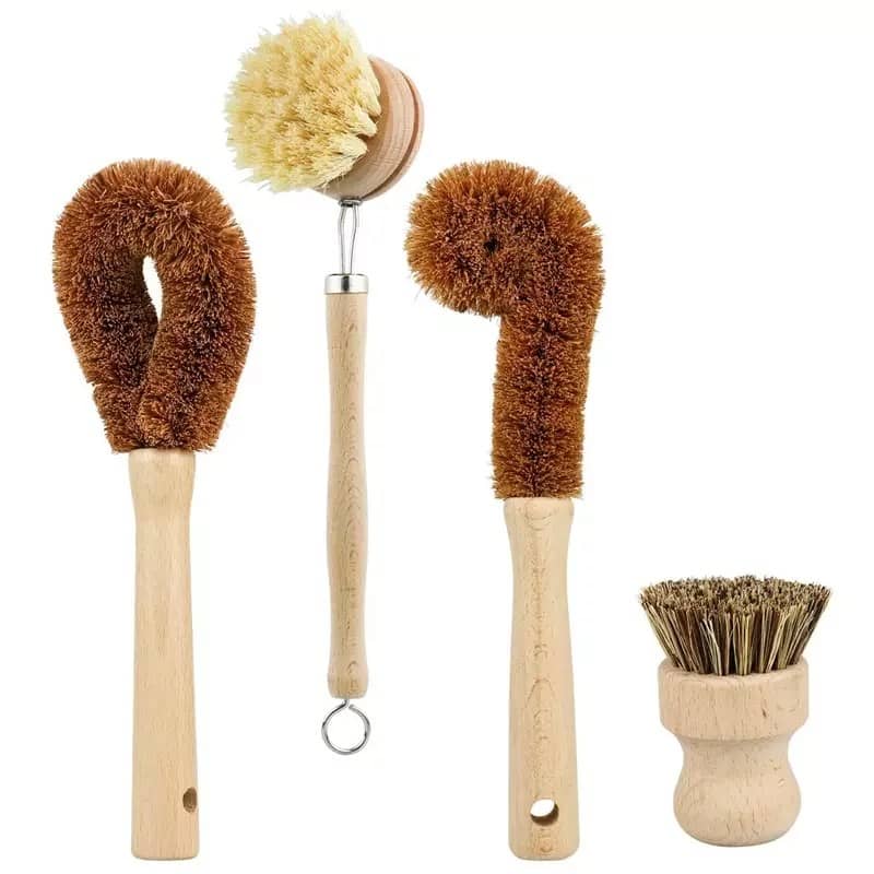 4Pack Kitchen Deep Cleaning Dish Scrub Brush Set Pots Bottles Brushes W/  Handle