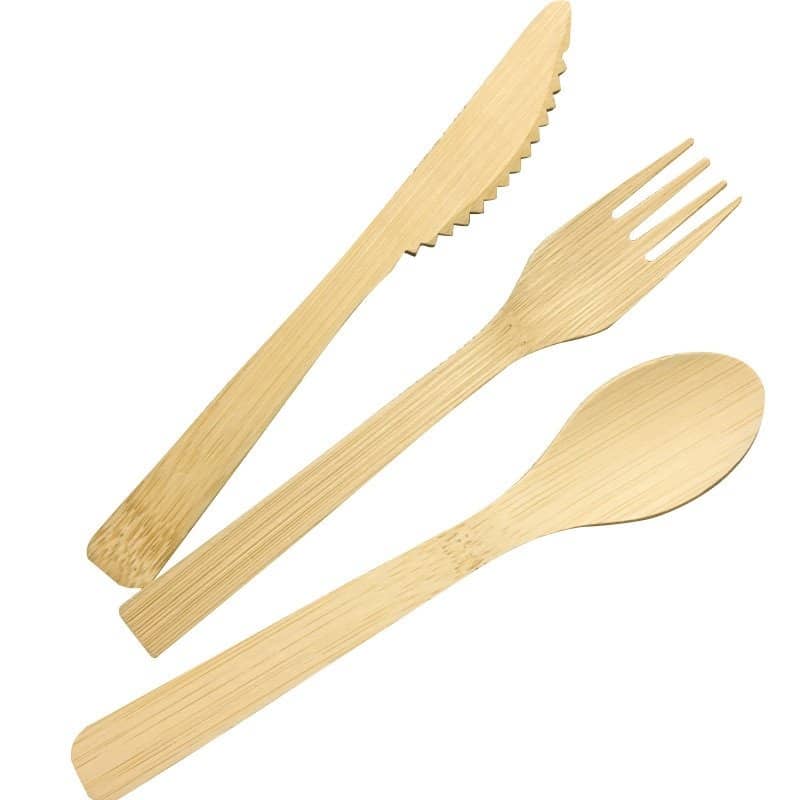 30 pieces 100% All-Natural Disposable Bamboo Spoon Forks and Knife