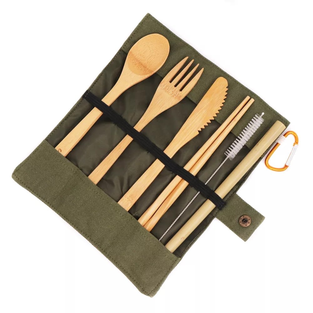 Details about   Bamboo UTENSILS CUTLERY SET Travel Portable Pouch Eco friendly Outdoor Reusable 