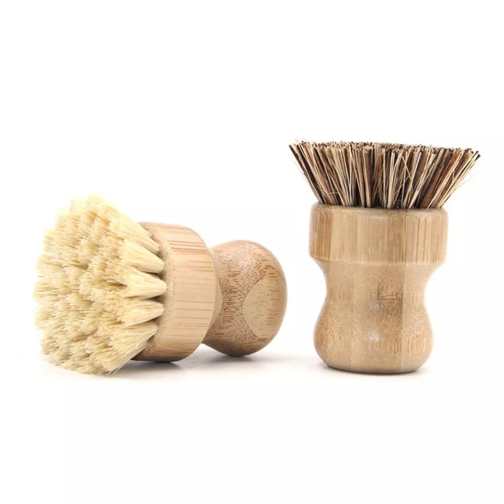 Bamboo Brushes 3PCS Washing Up Brush Household Cleaning Brush Set,1 Scrub Pan 